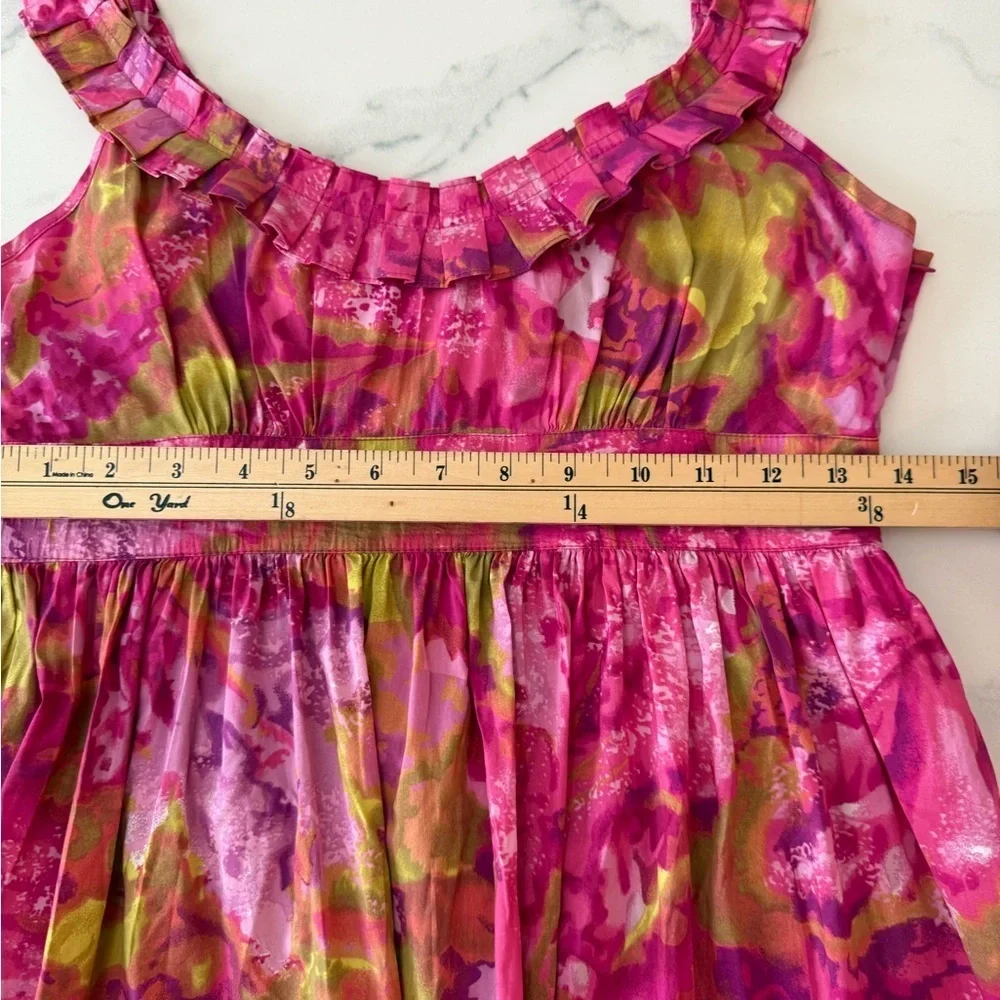 Floral Pink and Green Fit and Flare Sundress 6P